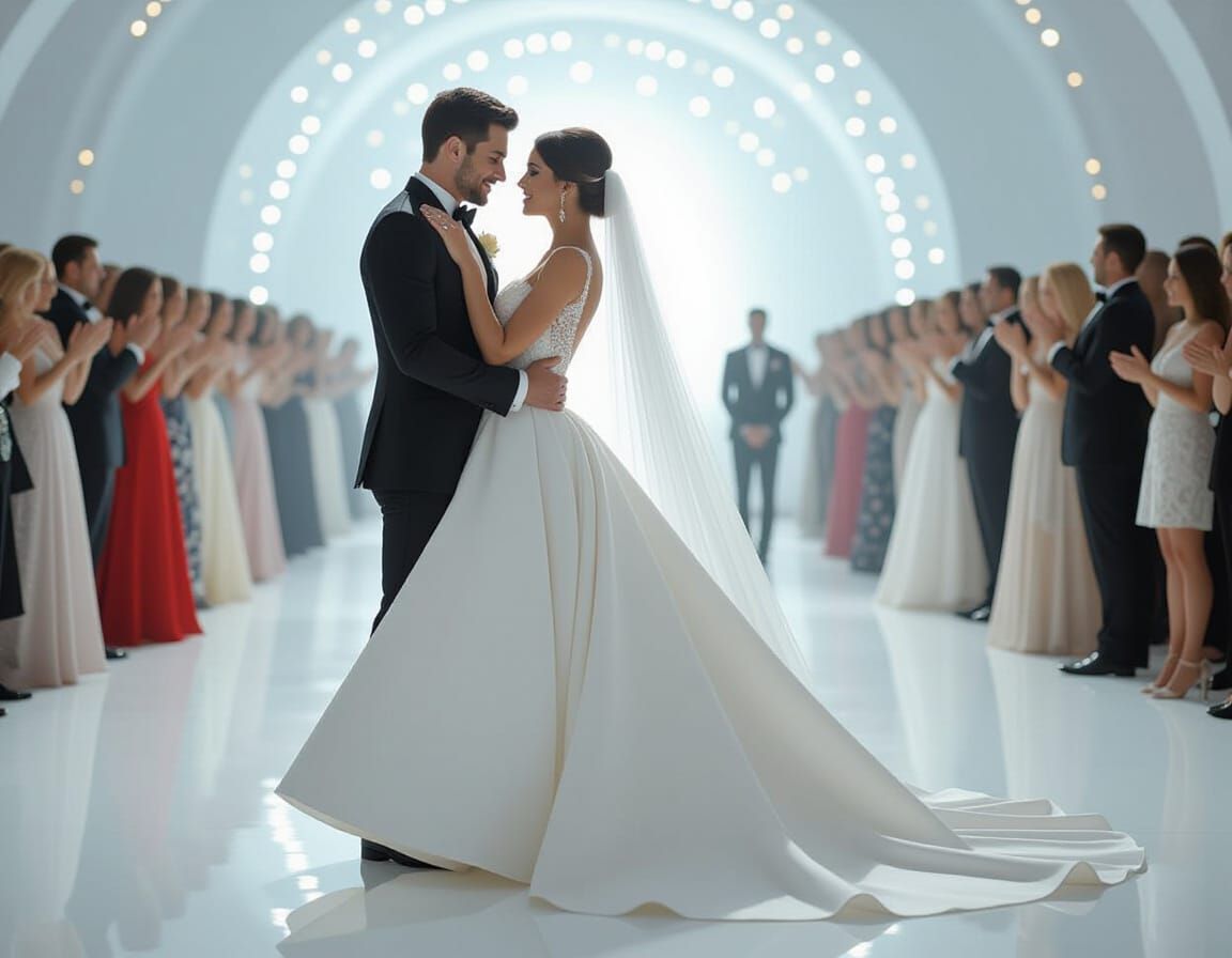 Dancing Bride and Groom in Hyperrealistic Style