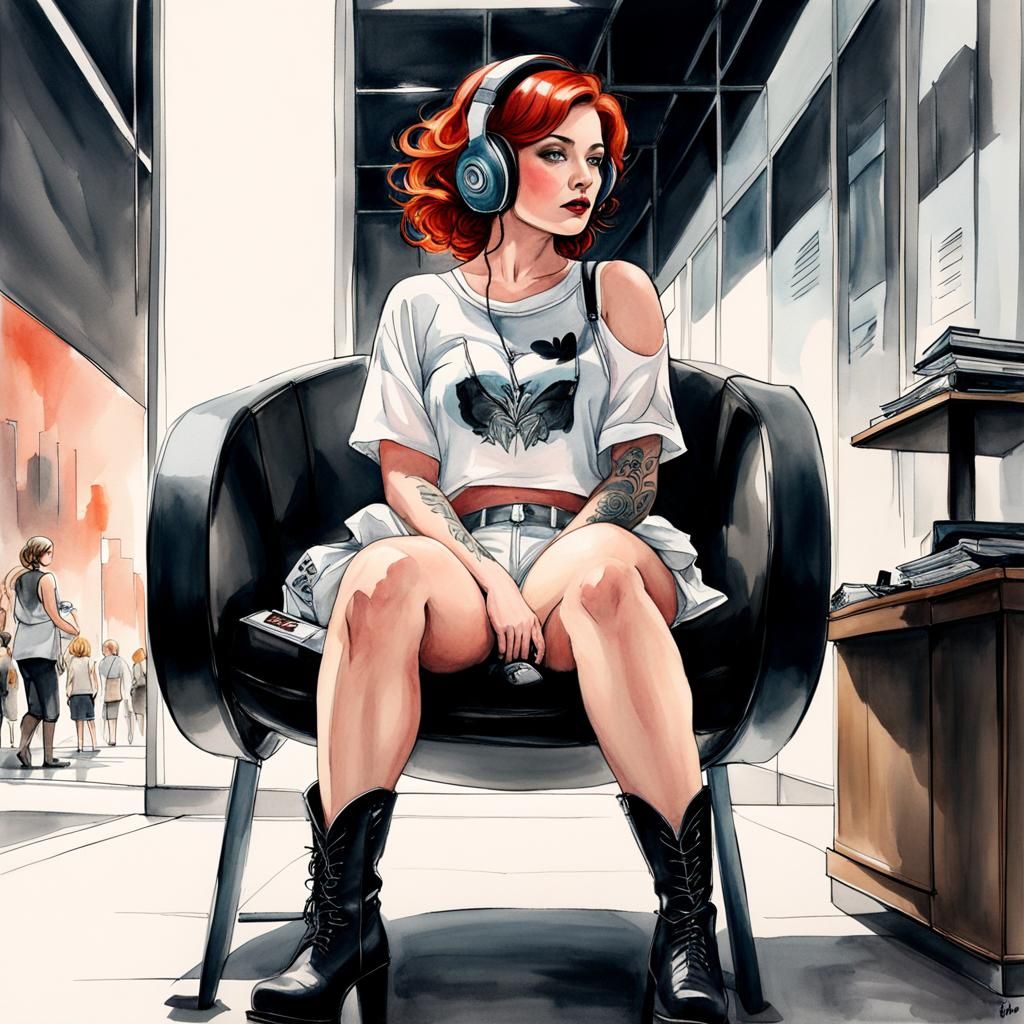 Redhead Fairy in Public Waiting Room