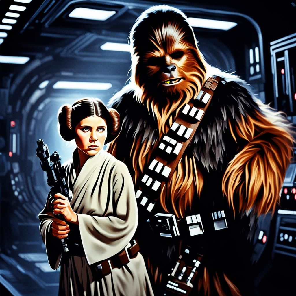 Princess Leia and Chewbacca Using the Force
