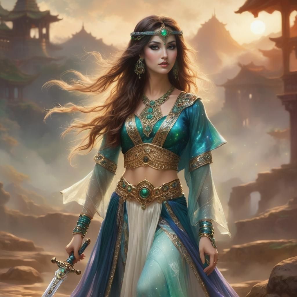 Ethereal Amazonian Warrior in Sinister Space