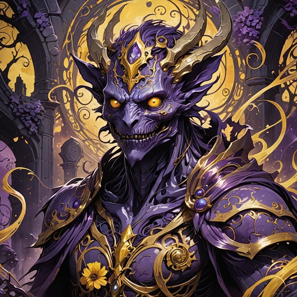 Undead Creature Portrait in Dark Fantasy Art Nouveau Style