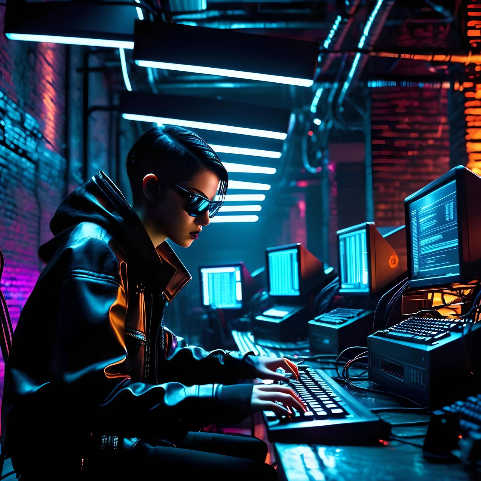 Underground Hacking Hub: Cybercrime Concept Art