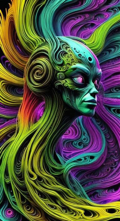 Humorous Alien from Strange Planet with Fractal Elements