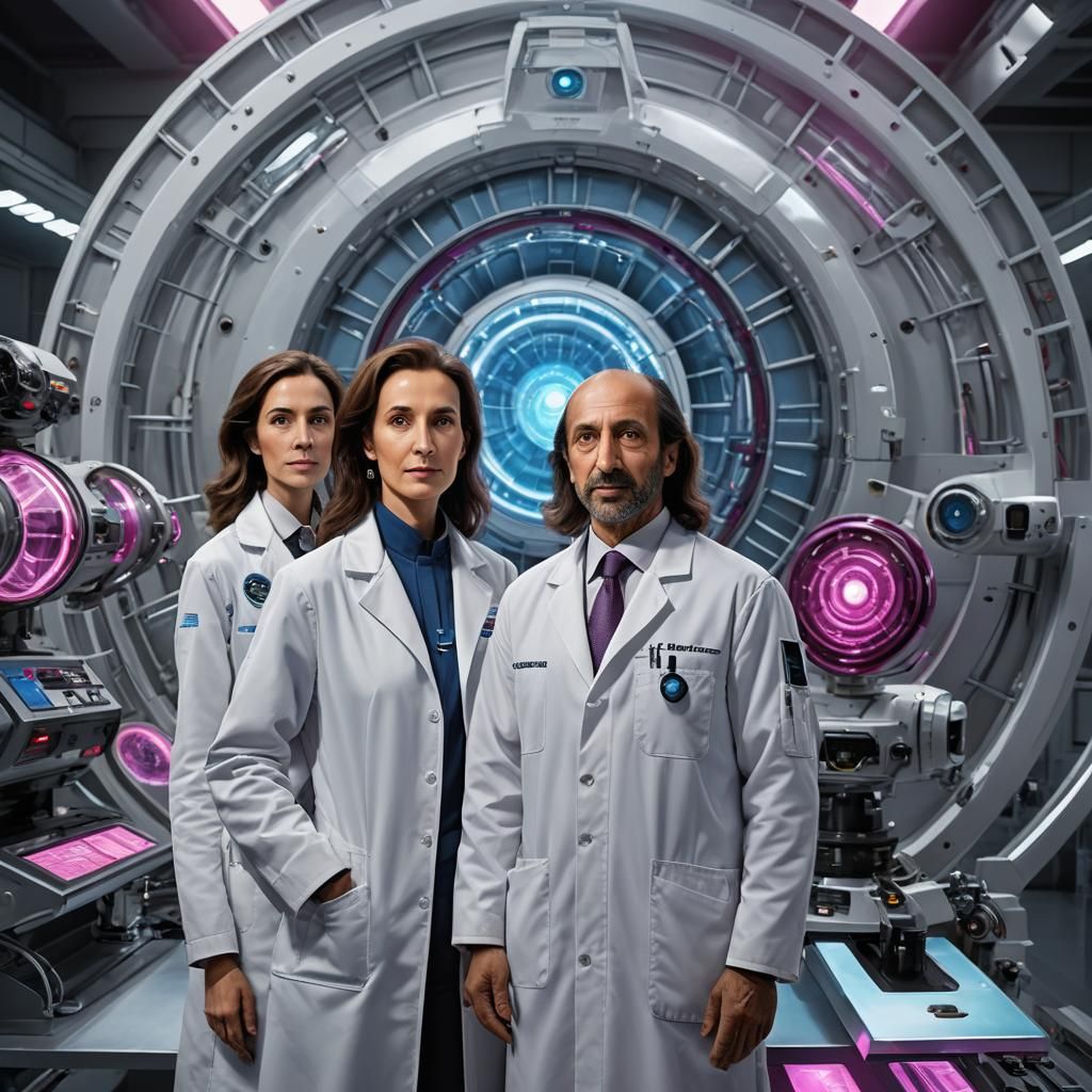 Hyperrealistic Concept Art: Scientists and Extraterrestrials