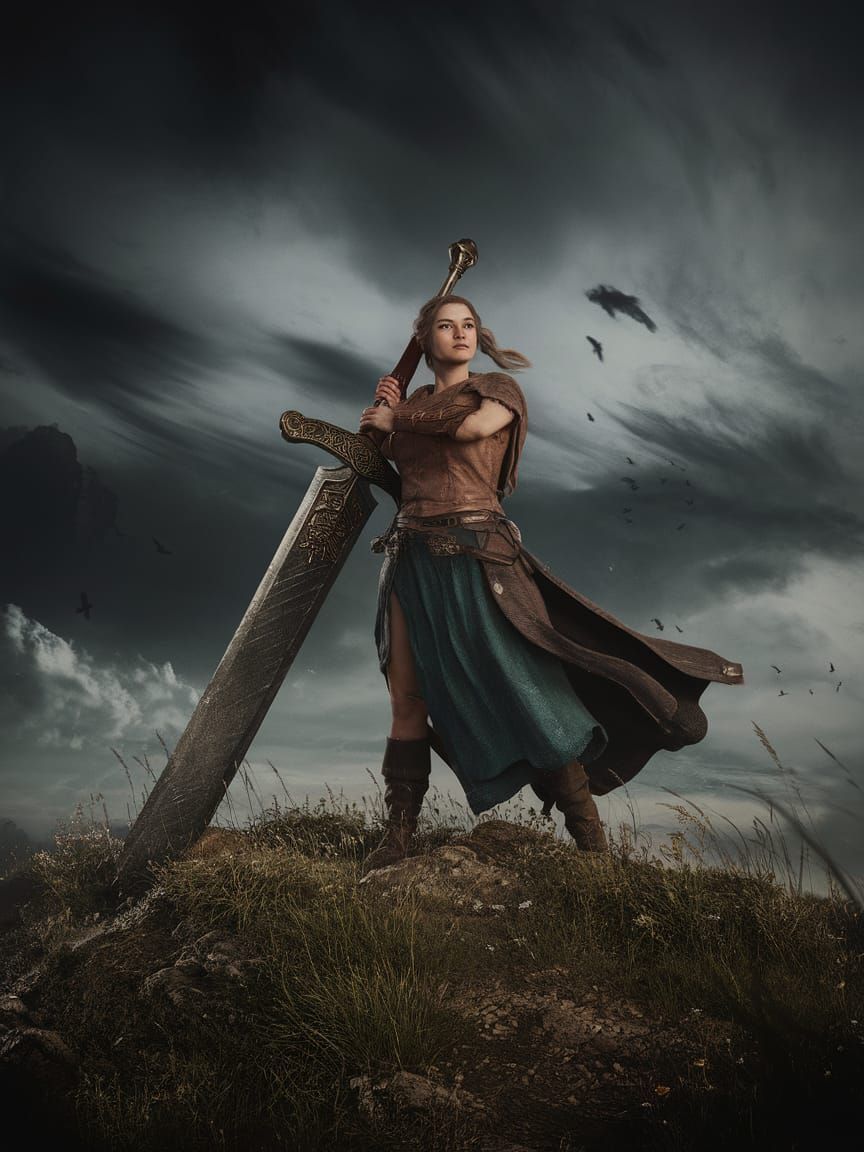 Heroic Swordswoman in a Dark Fantastical World