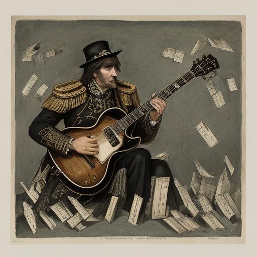 Music Notes of Endless War in Expressionist Style