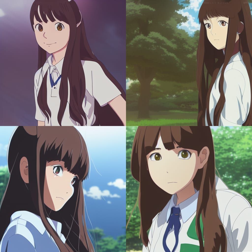 Anime Girl in Uniform, Ghibli Style Key Visual