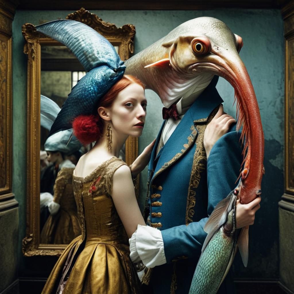 Detailed Ornate Painting with Light Dust Particles in 8K