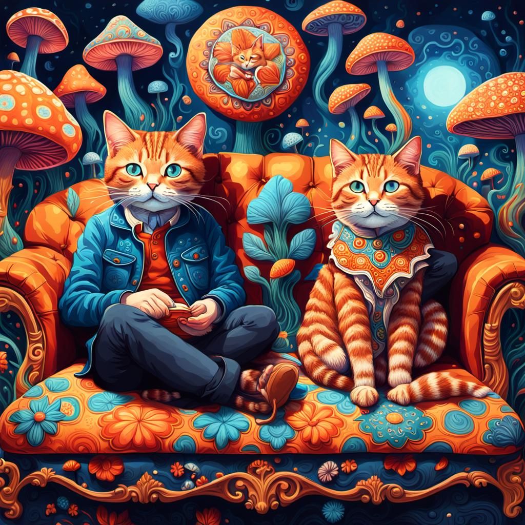 Friends Sharing Magic Mushrooms: Fantasy Concept Art