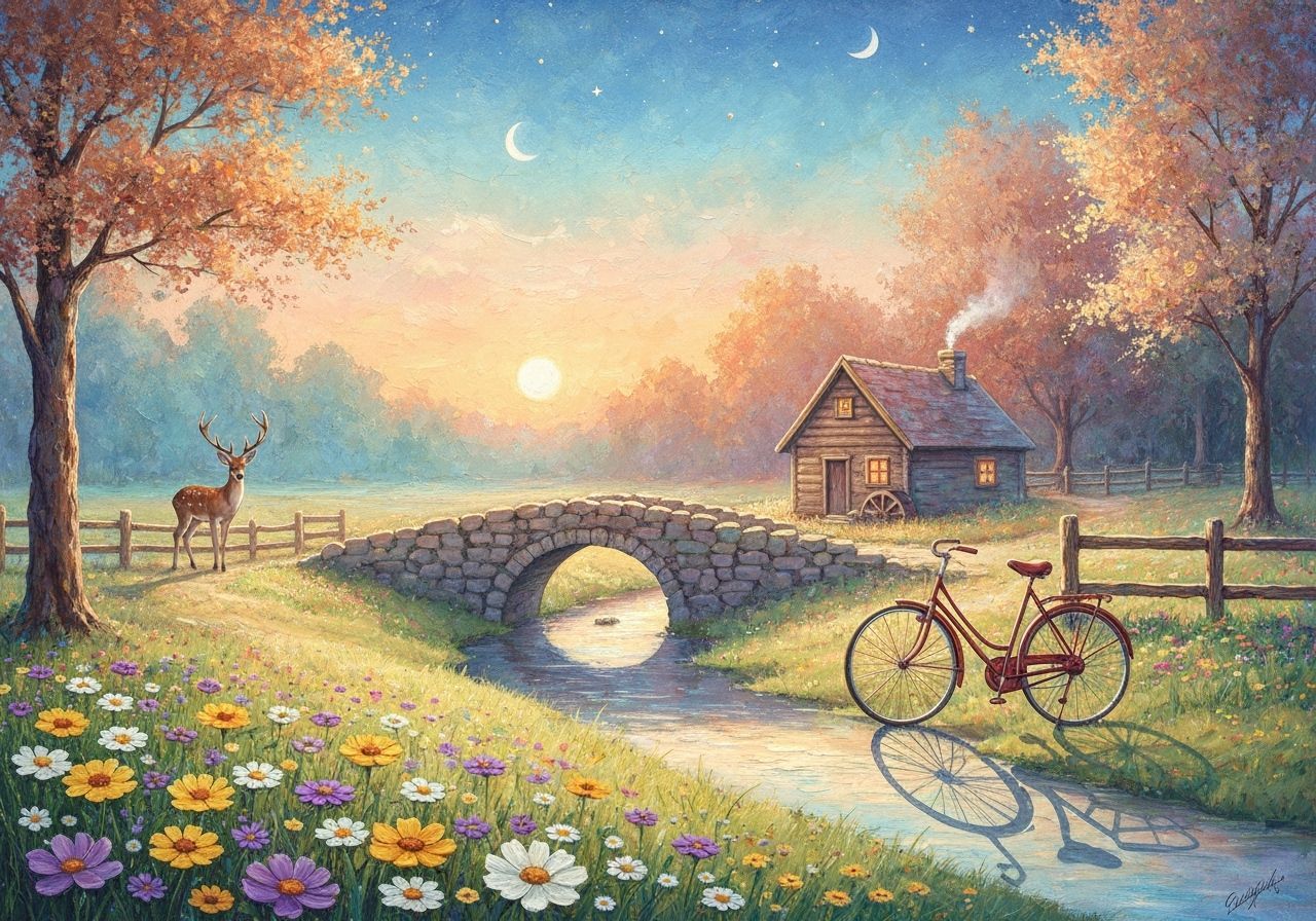 Sunset Cottage: Watercolour and Impasto Impression