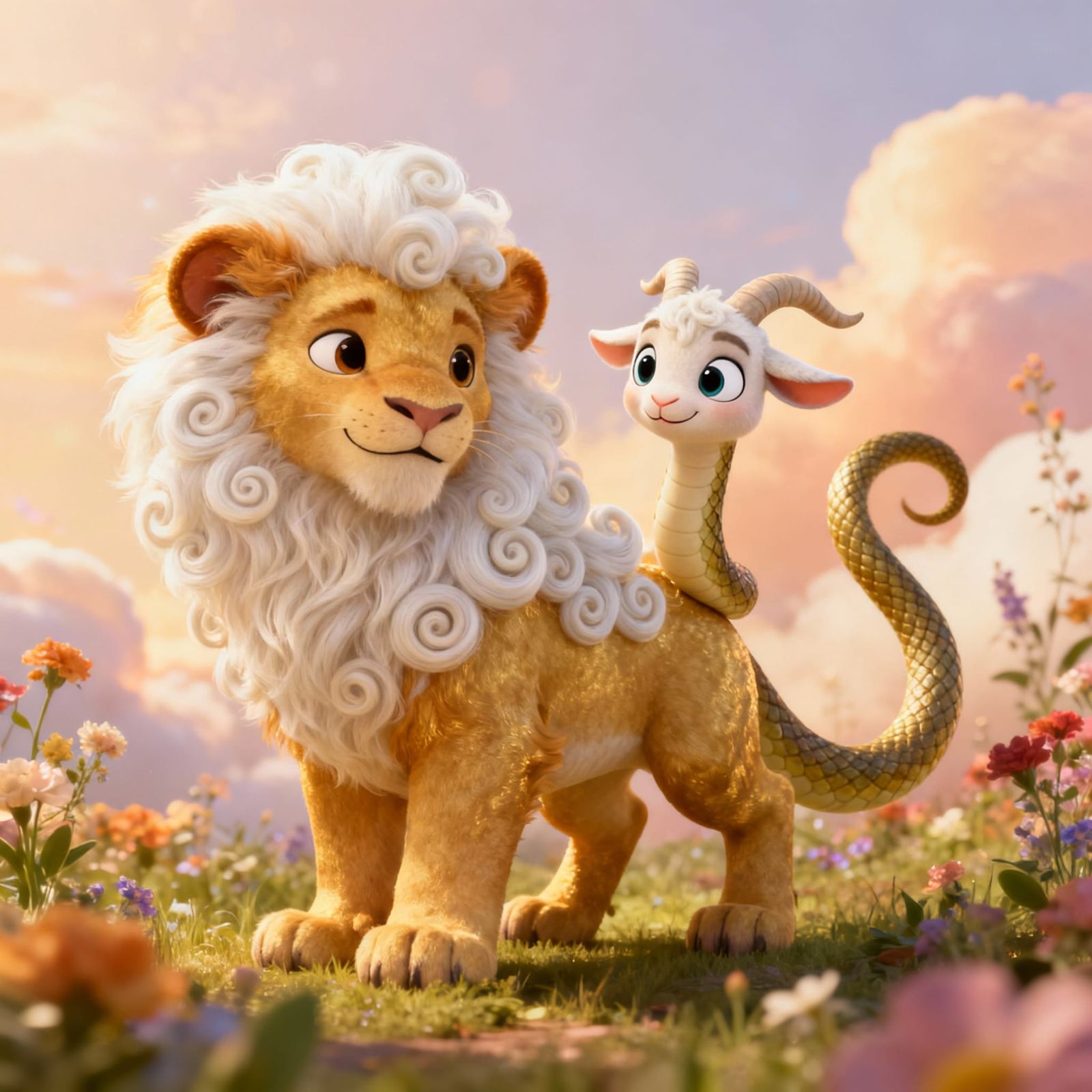Adorable Pixar-Style Chimera Fantasy Creature