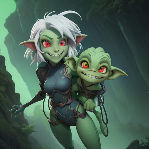 Anime Goblin Girl in Studio Ghibli Style