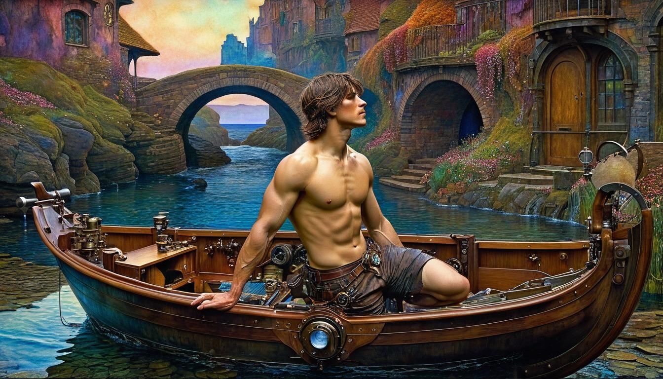 Steampunk Bombay Jungle Scene in Watercolor