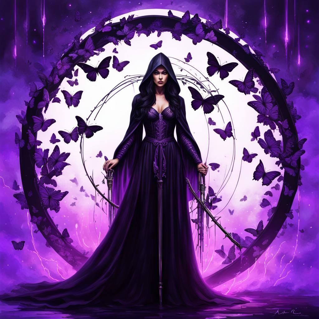 Neon Butterfly Mage with Scythe