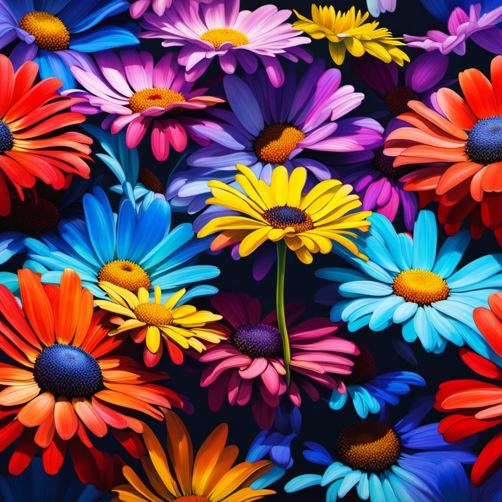 Hyperrealistic Daisies in Splash Art Style