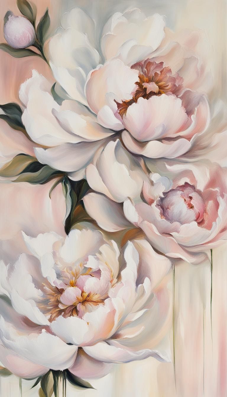 Pastel Peonies Painting: Gentle Romance on Canvas