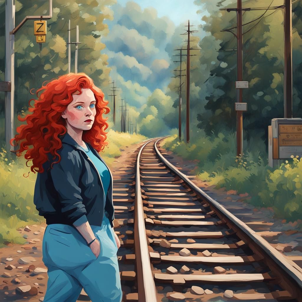 Woman on the Railroad Tracks