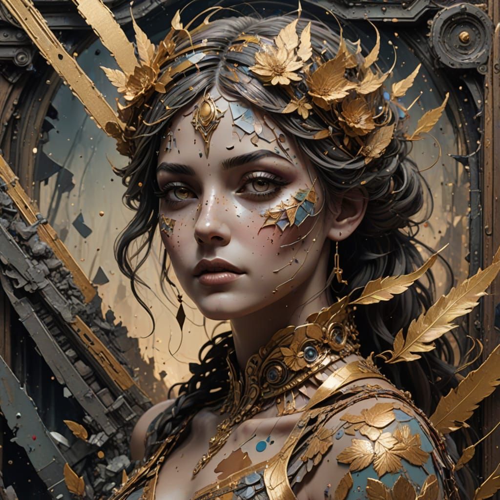 Dreamlike Mixed-Media Masterpiece with Vintage Newspaper Cli...