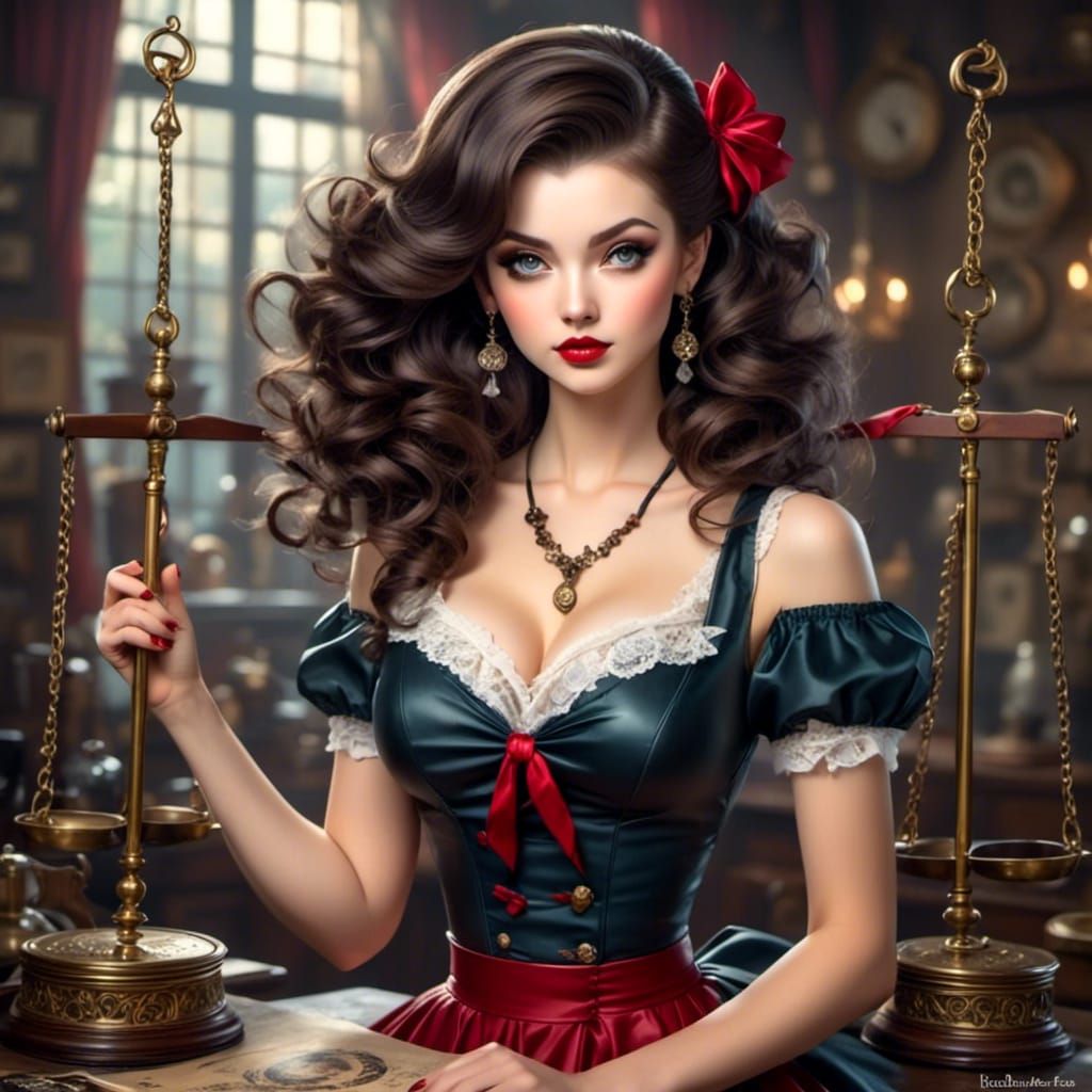 Anime Woman with Scales of Justice