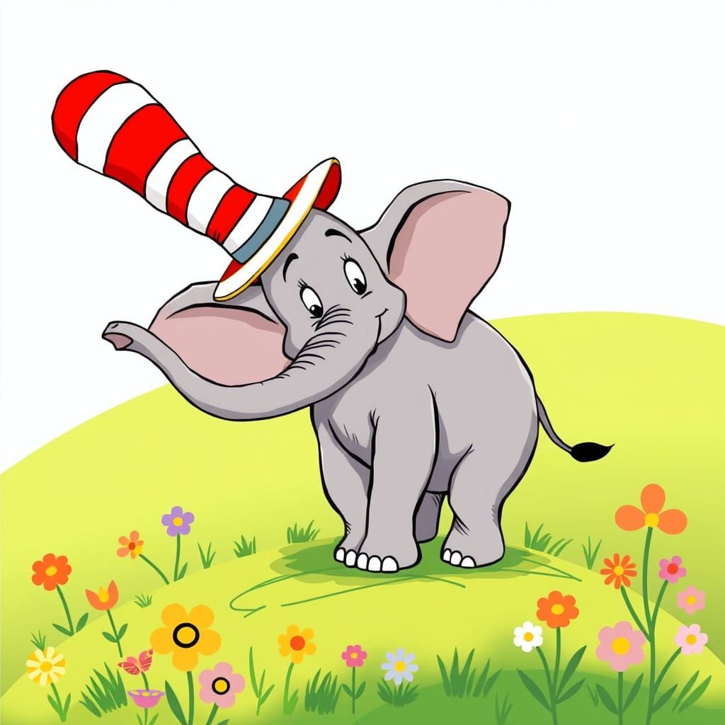 Playful Horton in Dr. Seuss Style Vector Art