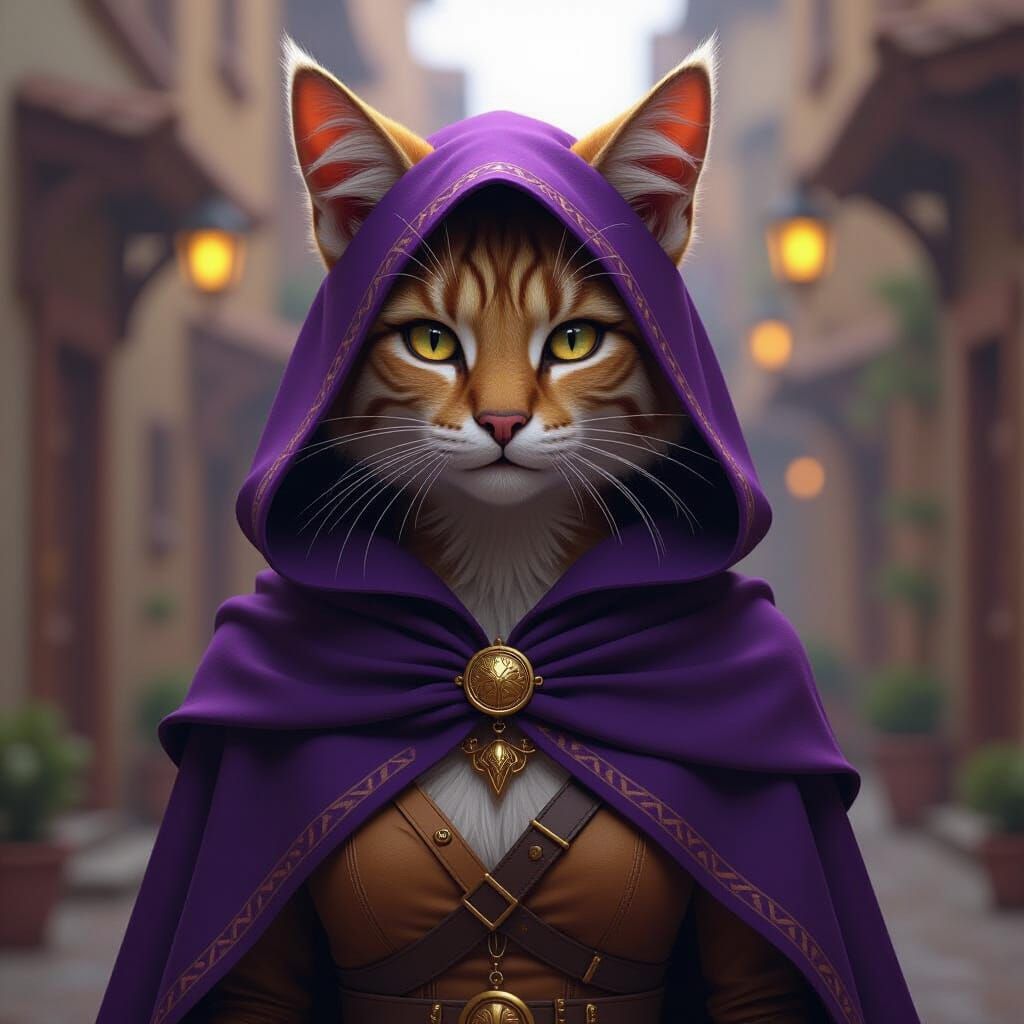 Fantasy Tabaxi Warrior in Matte Painting Style