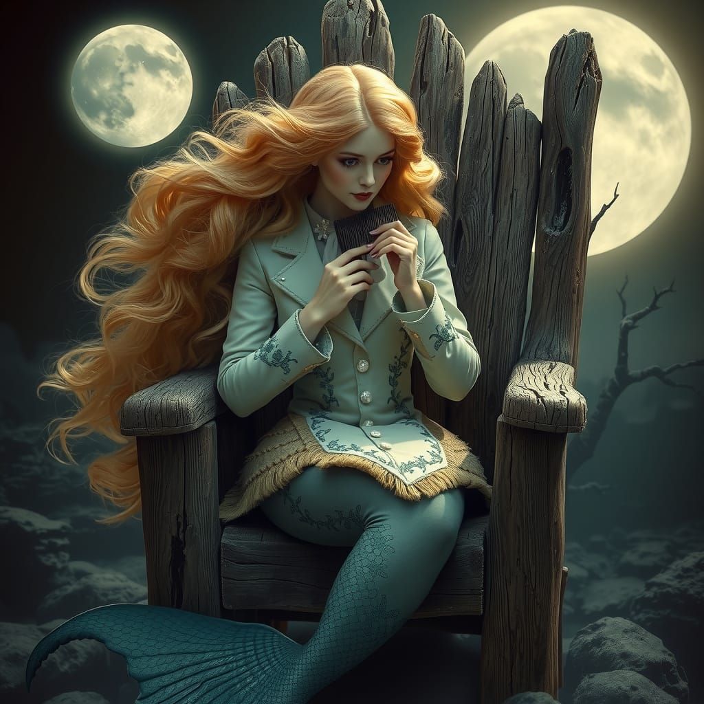 A well-dressed mermaid, combing her hair, directed by David Lynch