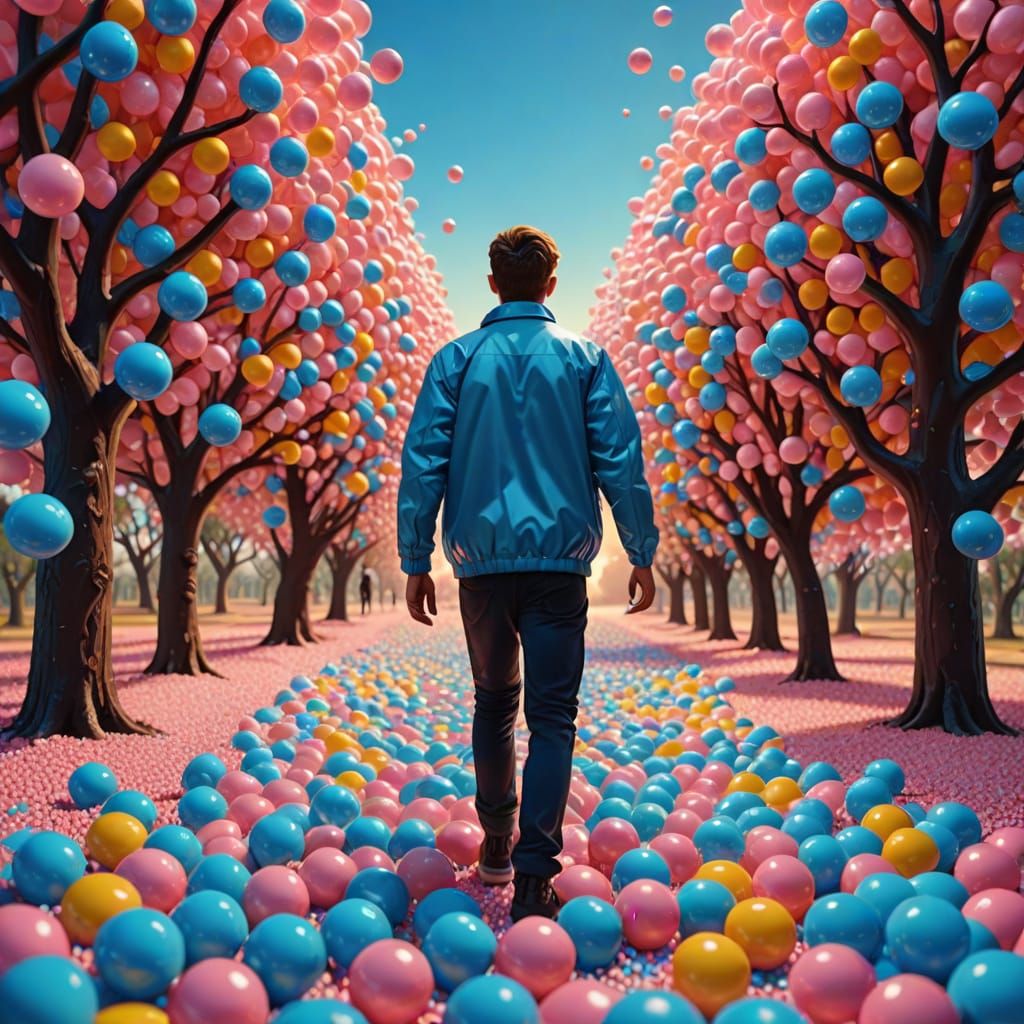 Chewing Gum World in a Surreal Oil Painting