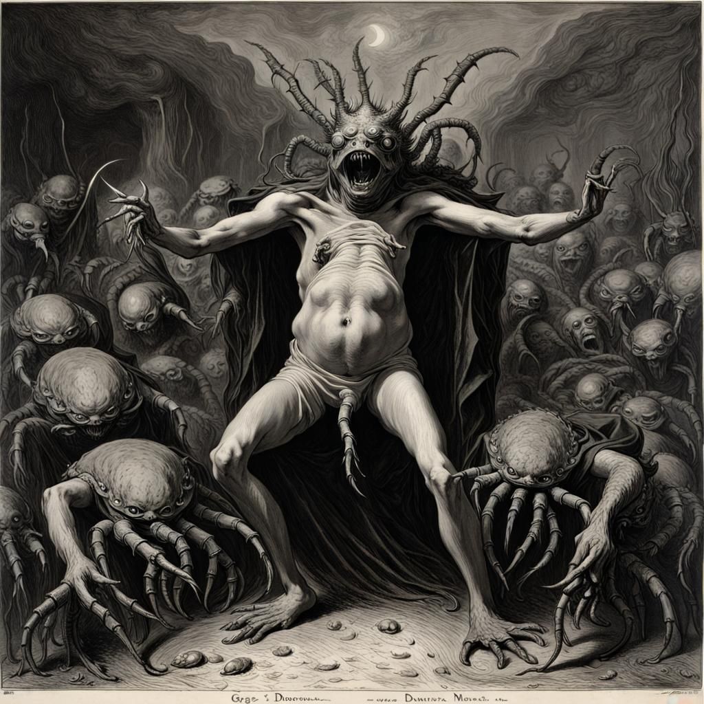 Nightmarish Daemon Fusion in Dark Fantasy Style