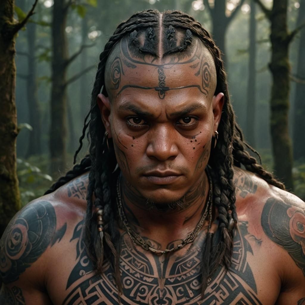 Fantasy Portrait of Tattooed Humanoid Creature