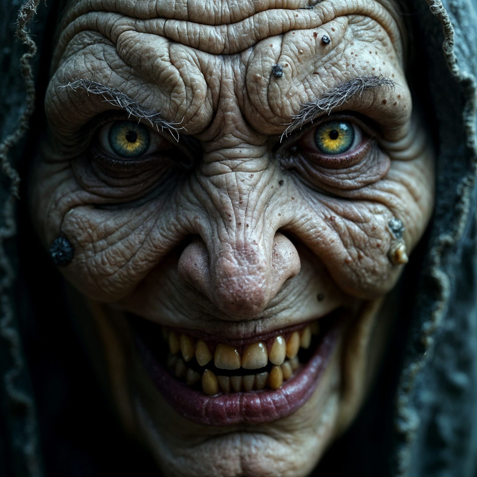 Eerie Hag Face Close-Up