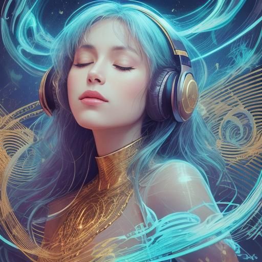 Ethereal Music Dreamscape with Glowing Notes