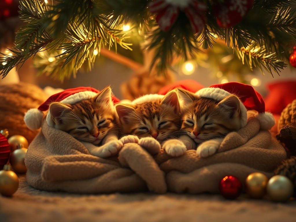 Whimsical Kitties in Festive Christmas Wonderland