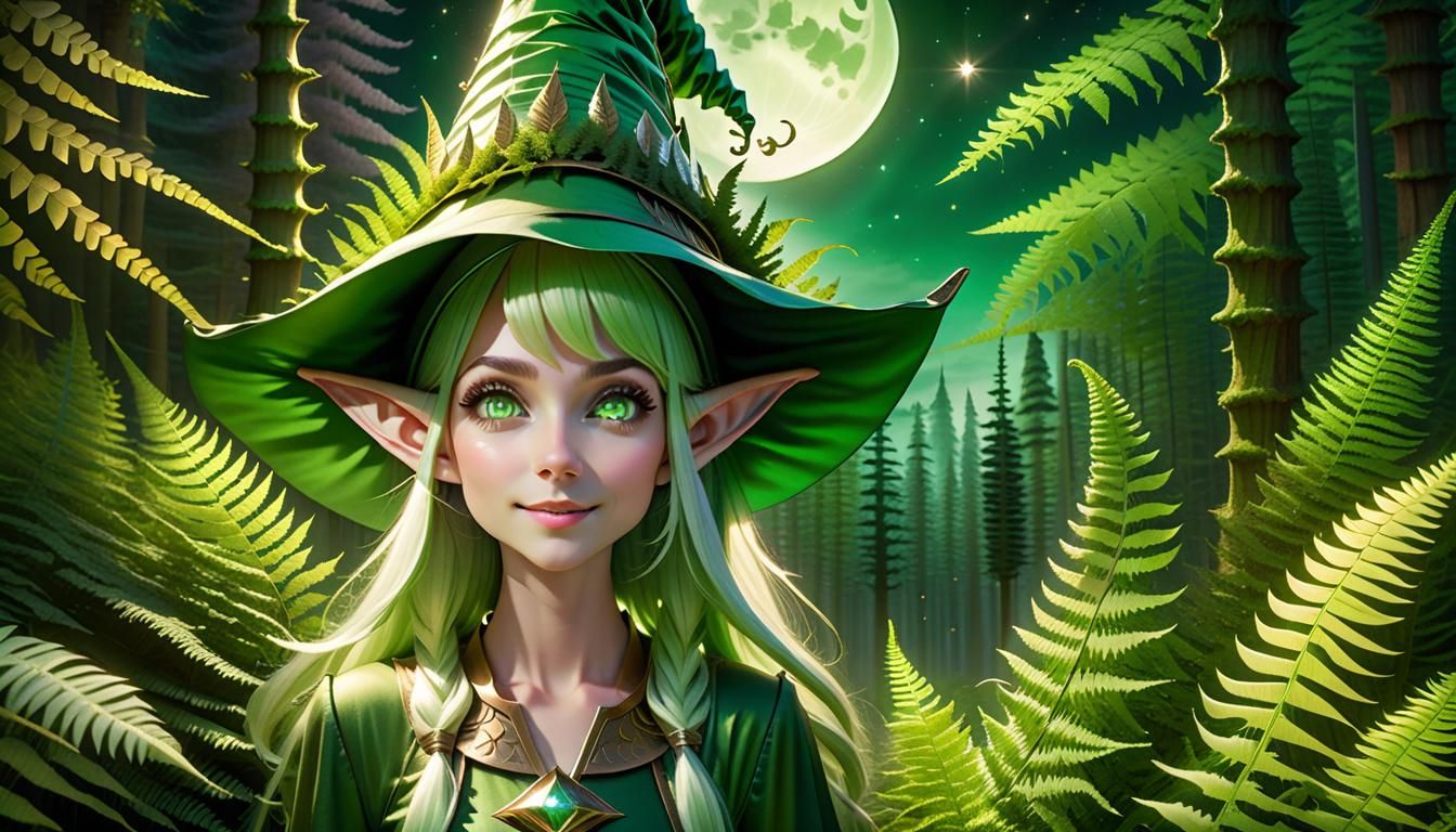 Cute Elf Girl Portrait in Enchanted Forest