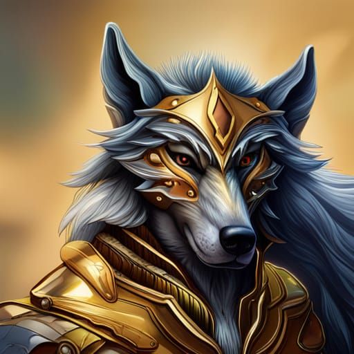 golden armored wolf.