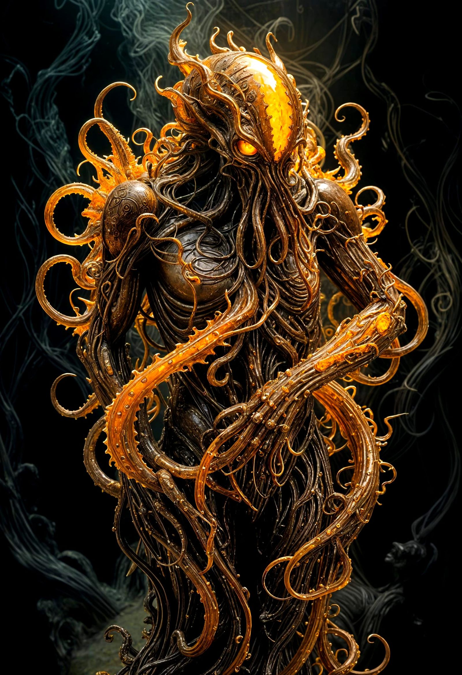 Surreal Amber Statue of Lovecraftian God Hastur