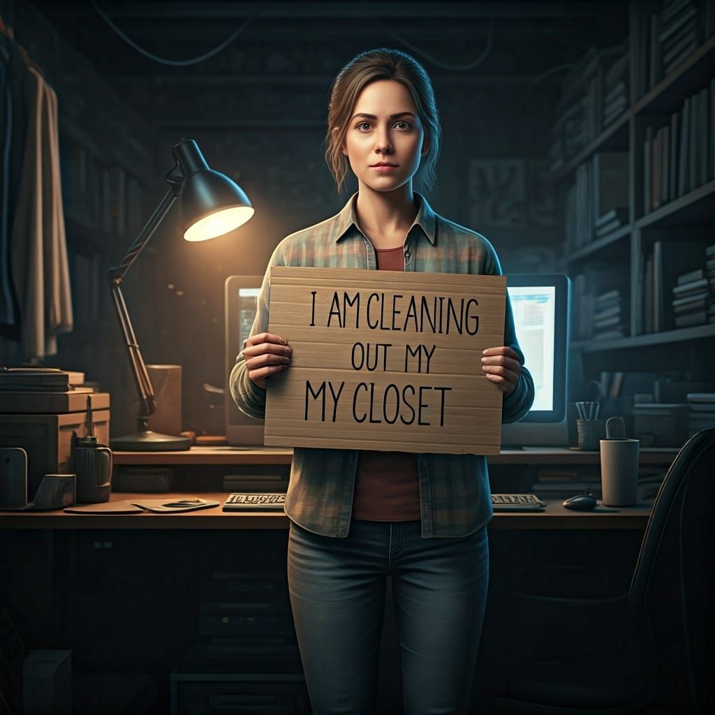 Woman Cleans Closet in Detailed 3D Pixar Style