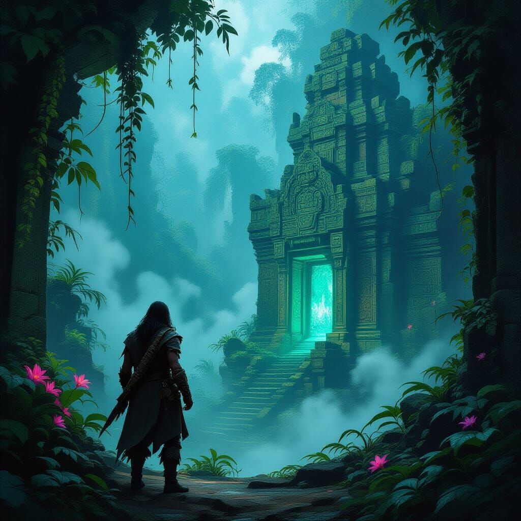 Explorer Views Bioluminescent Jungle Ruins