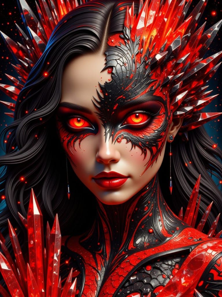 Cybernetic Woman in Dark Surreal Space