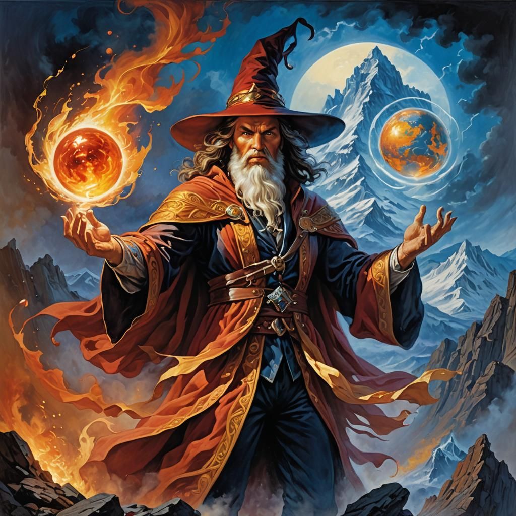 Warlock of Earth and Fire (after Boris Vallejo)