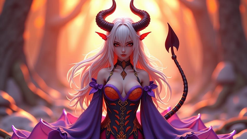Platinum Blonde Devil in Anime 3D Art Style