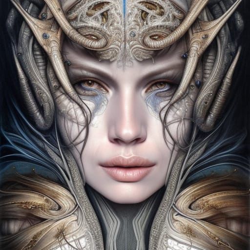 Detailed Fantasy Woman Portrait in Art Nouveau Style