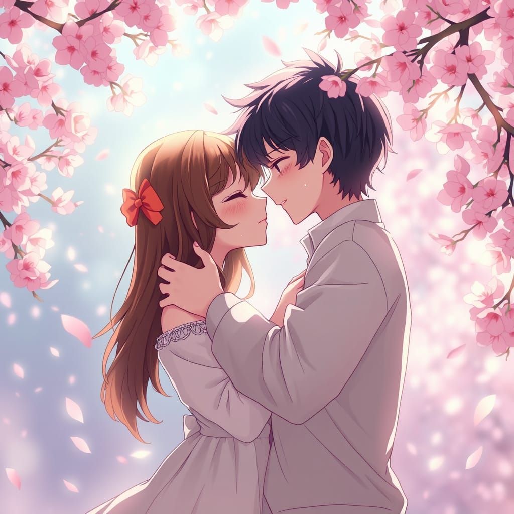 Anime Lovers' Bittersweet Goodbye Under Cherry Blossoms