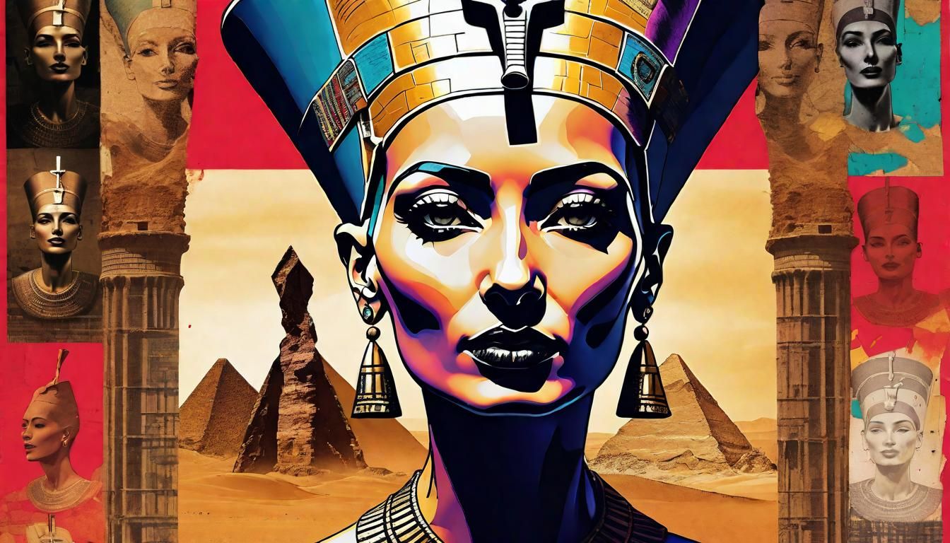 Nefertiti Collage in Gothic Horror Style