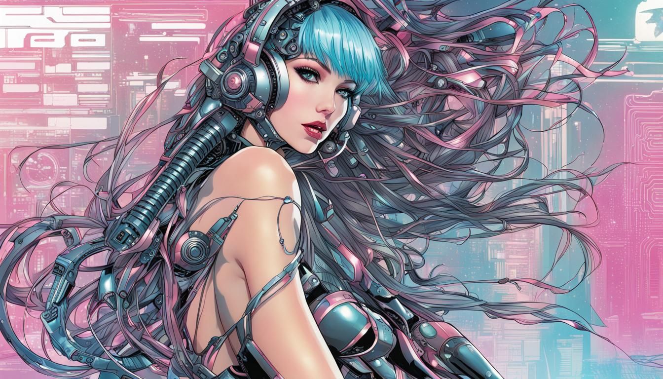 Venus Cyber Girl in Cyberpunk Style