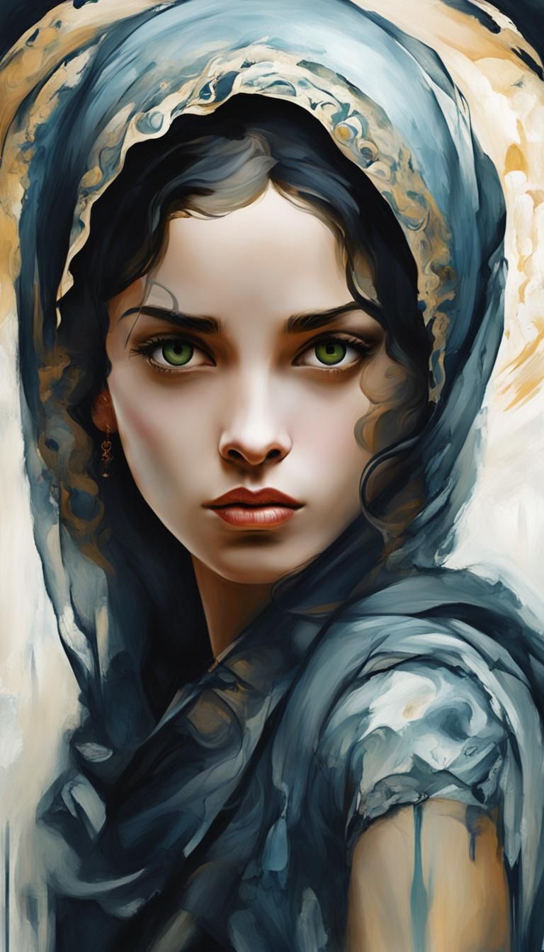 Abstract Portrait in Flowing Picasso Style