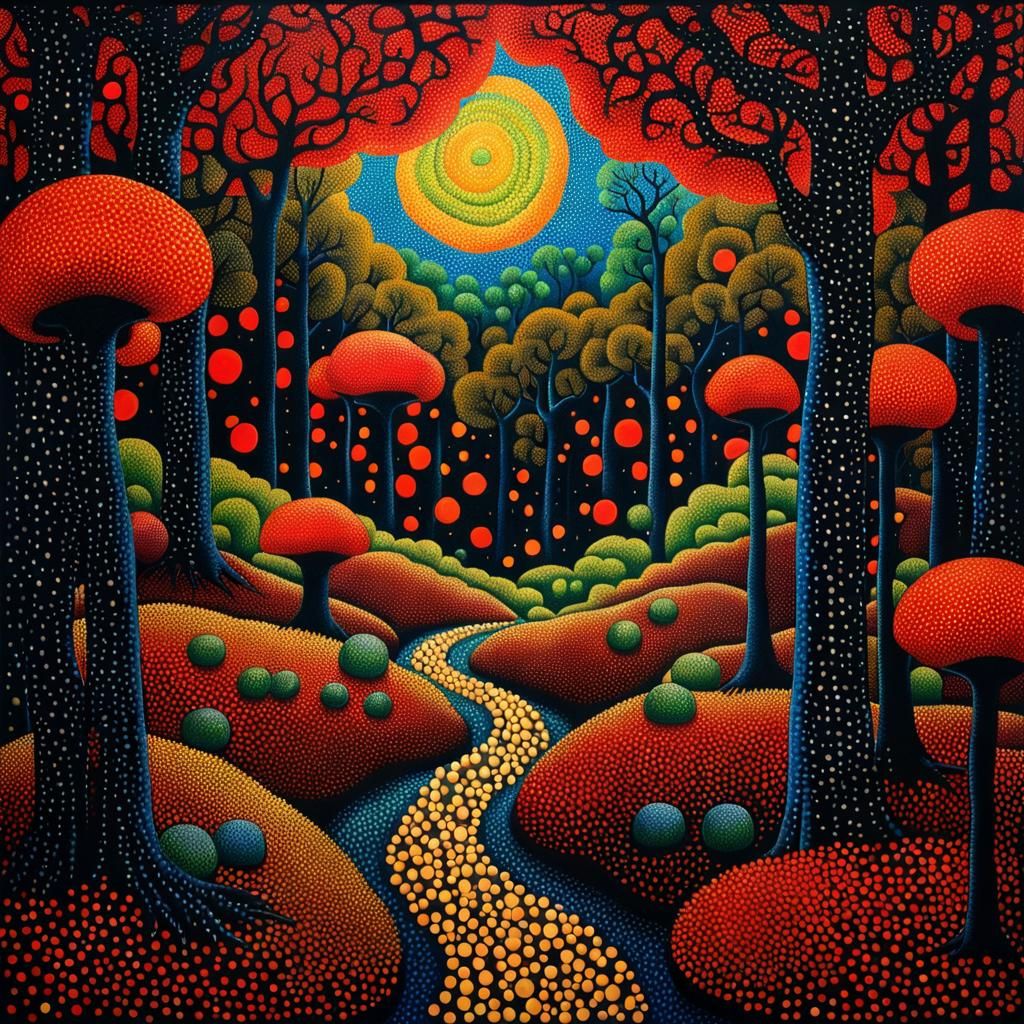 Eldritch Forest in Pointillist Style