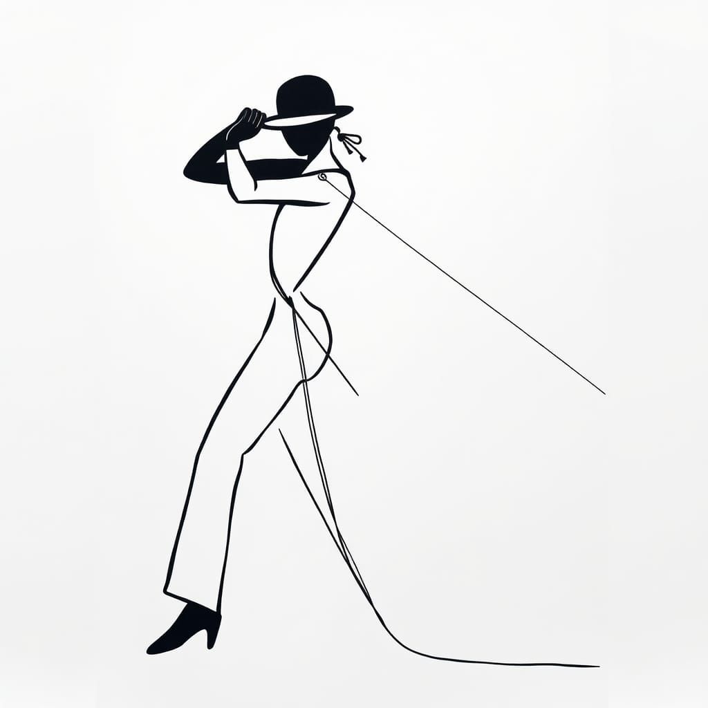 Minimalist Jazz Dancer in String Art Style