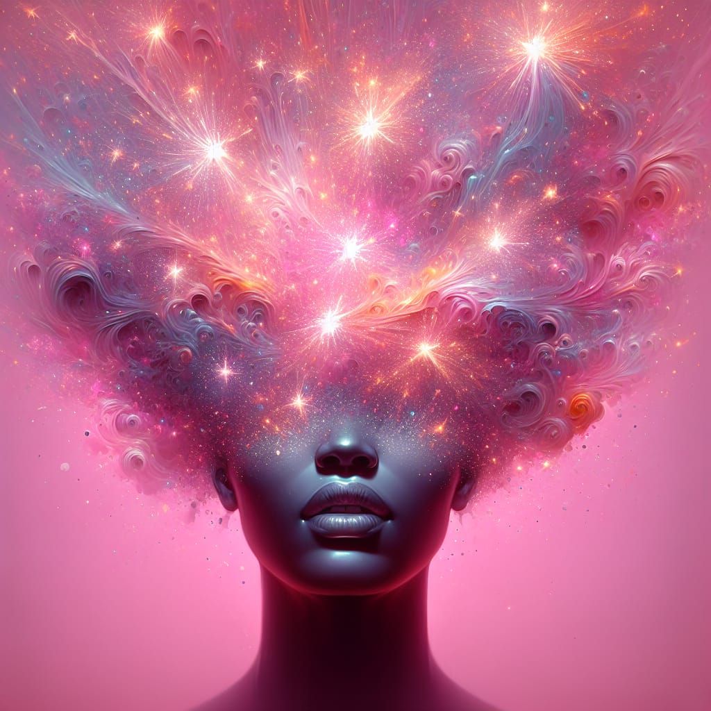 Surreal Star Fusion Portrait in Gouache Style