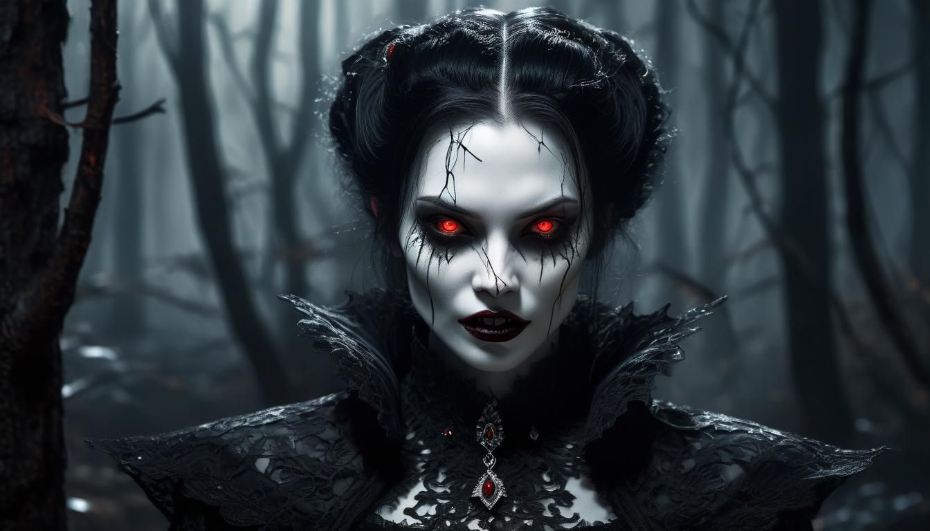Midnight Vampire Portrait in Gothic Elegance