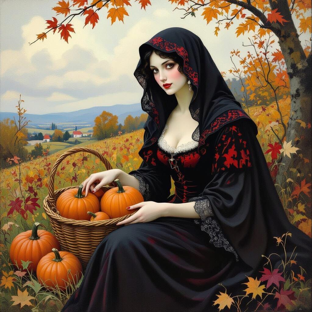 Vampire's Autumn Harvest in Konstantin Somov Style